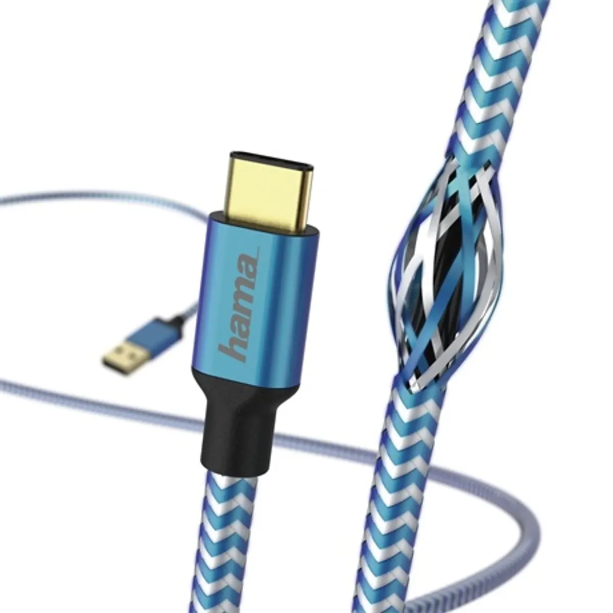 Hama 00201558 Reflective USB-C és USB-A töltő- és adatkábel 1,5 m USB 2.0 aranyozott dugasz nylon burkolat kék #2