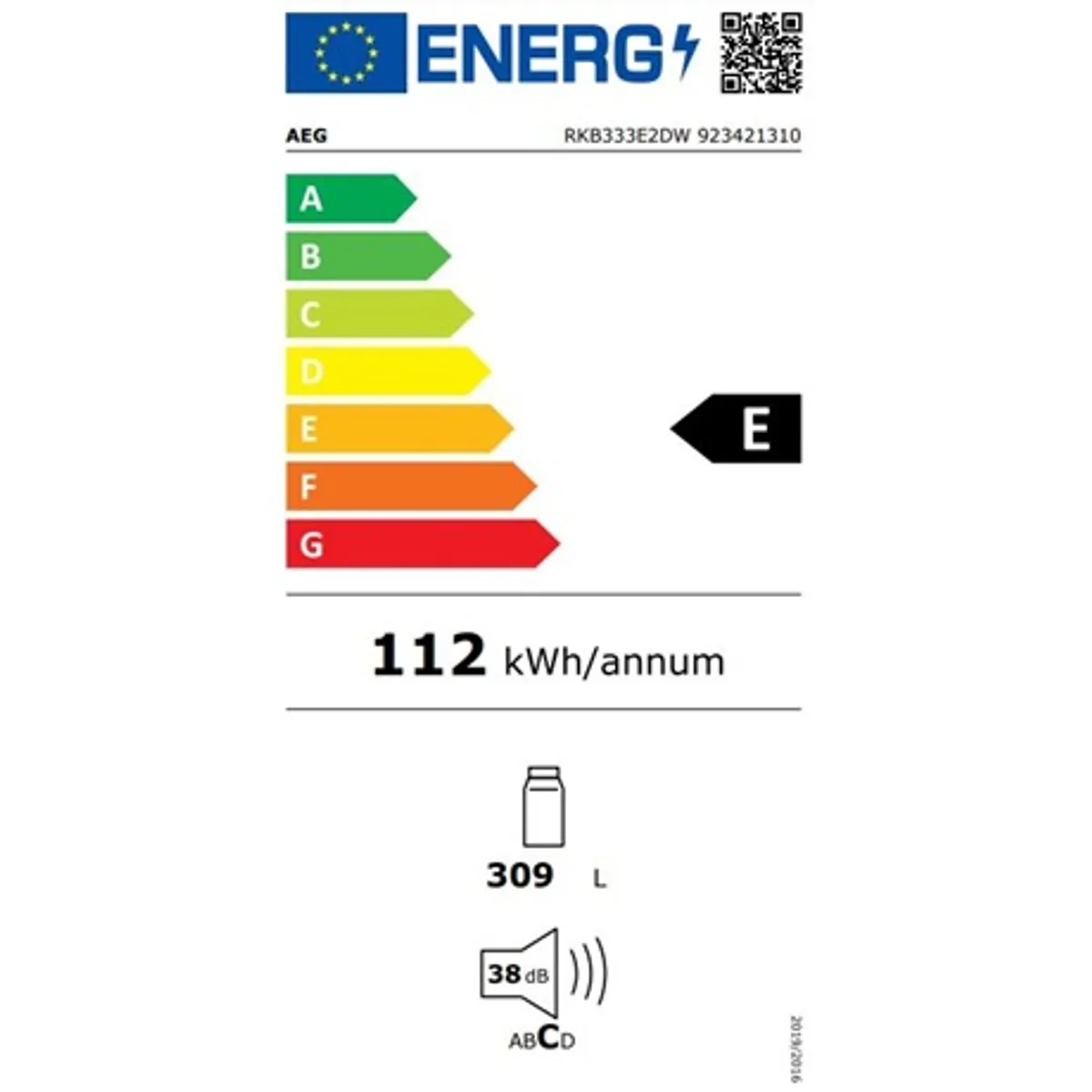 Aeg RKB333E2DW hűtőszekrény 309 l, ventilált hűtés, LED belső világítás, COOLMATIC leolvasztás, ajtó jobboldali, megfordítható, E energiaosztály #6