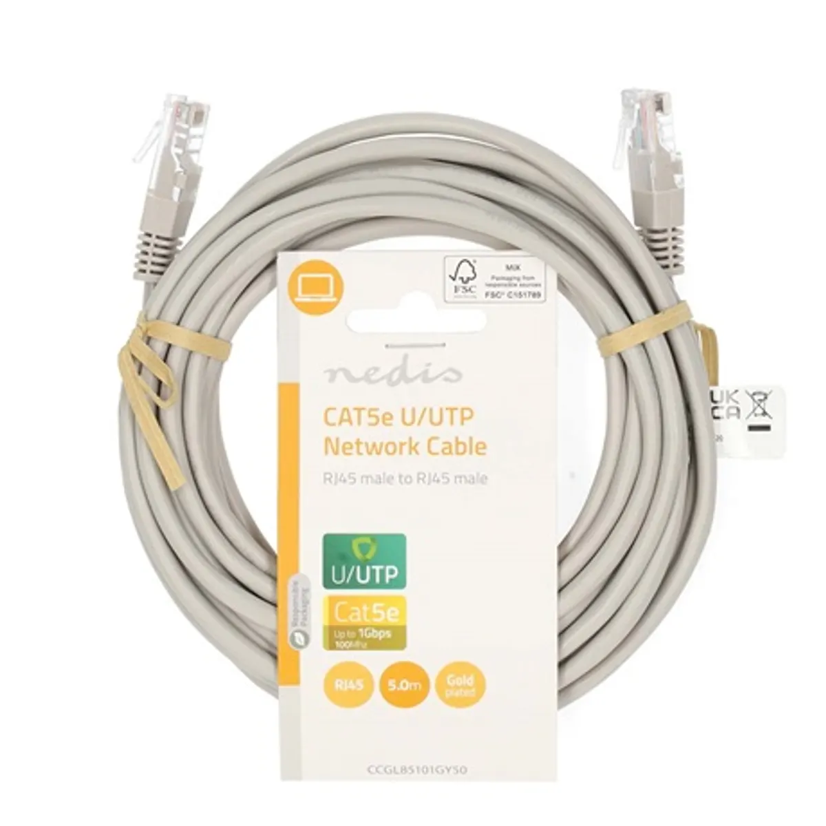 Nedis CCGL85101GY50 UTP hálózati kábel 5 m CAT5e szürke RJ45-RJ45 #3