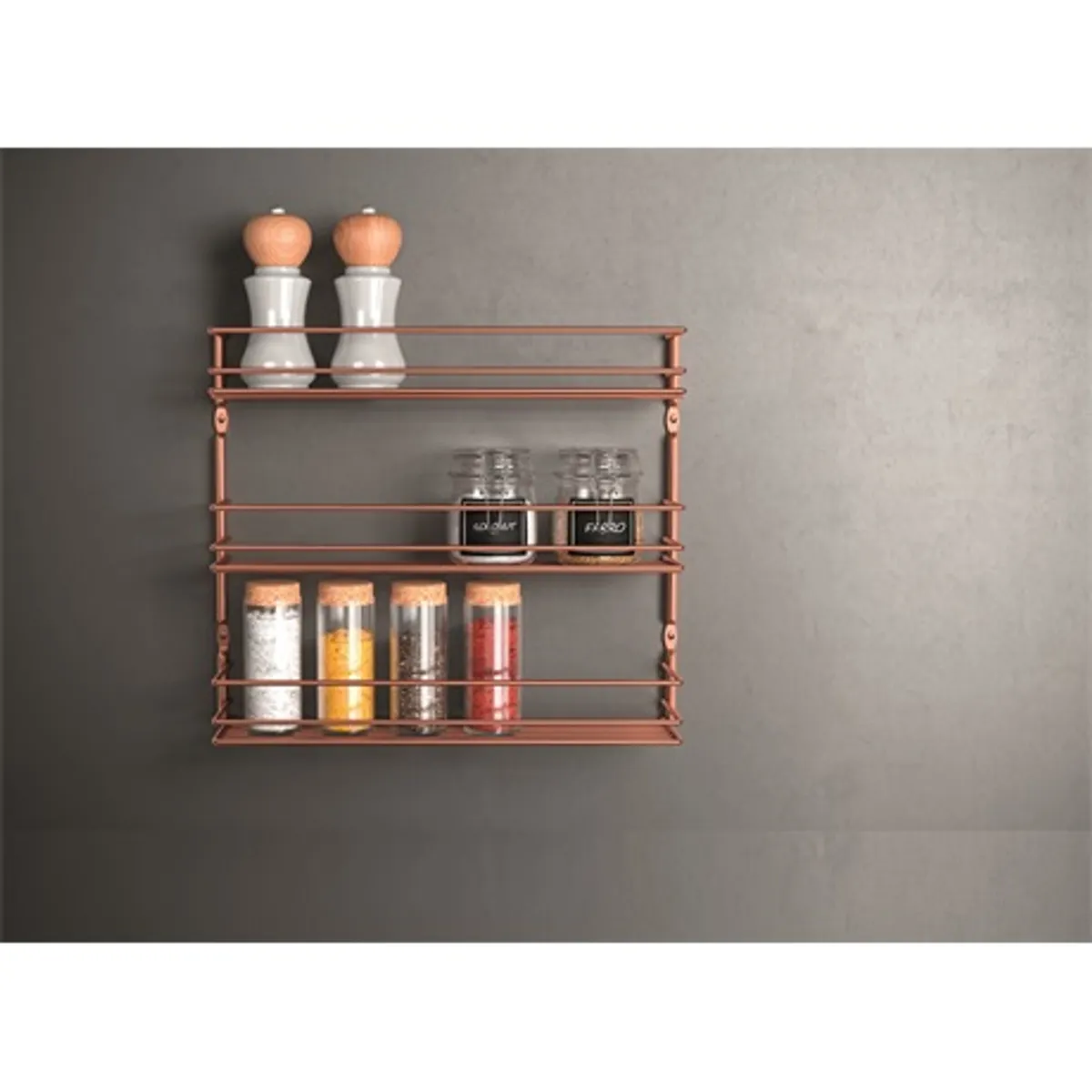 Metaltex MX362533 Pepito fűszerpolc háromszintes réz színű polytherm bevonatú 36x8x32 cm #2