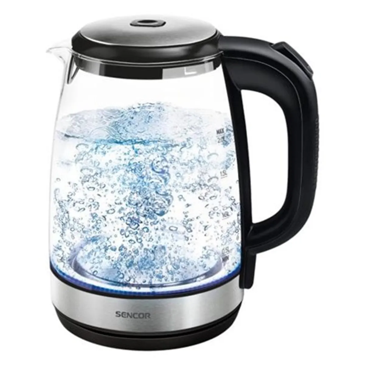 Sencor SWK2080BK vízforraló 2,0 l szűrő vízszint kijelző mindkét oldalon belső LED gombnyomásos fedél 360 fokos középcsatlakozó 2200 W #1