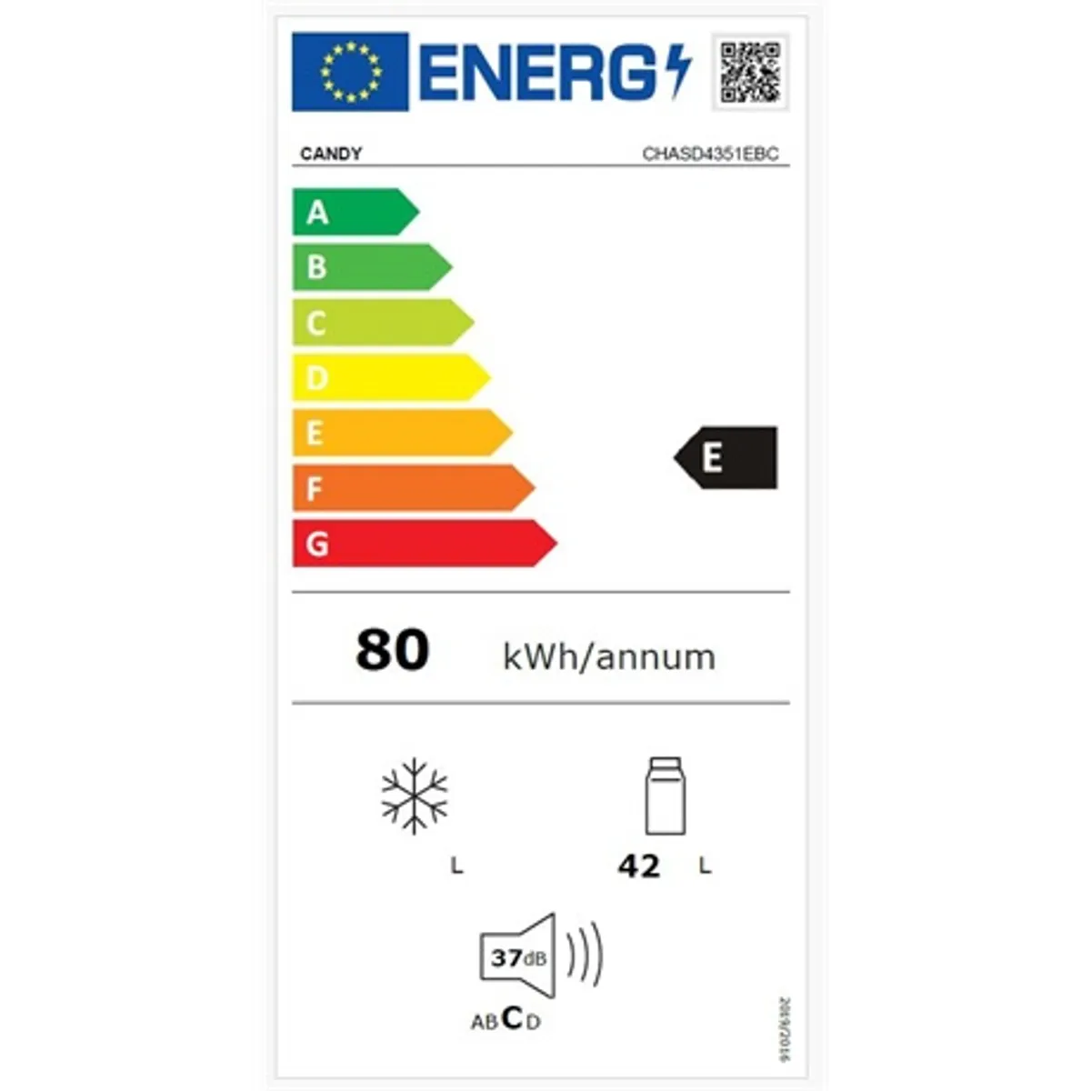 Candy CHASD4351EBC egyajtós minibár fekete E energiaosztály #3