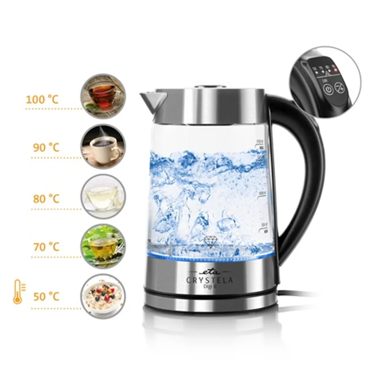 Eta 515490000 vízforraló hőmérsékletszabályzóval 1,7 l 2200 W 50-100 C melegen tartás automatikus leállítás #8