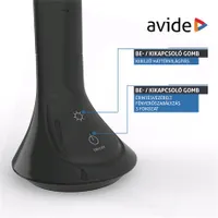 Avide ABLDL-CALENDAR-5W fekete led asztali lámpa naptárral óra ébresztő hőmérséklet kijelzés akkumulátor #6