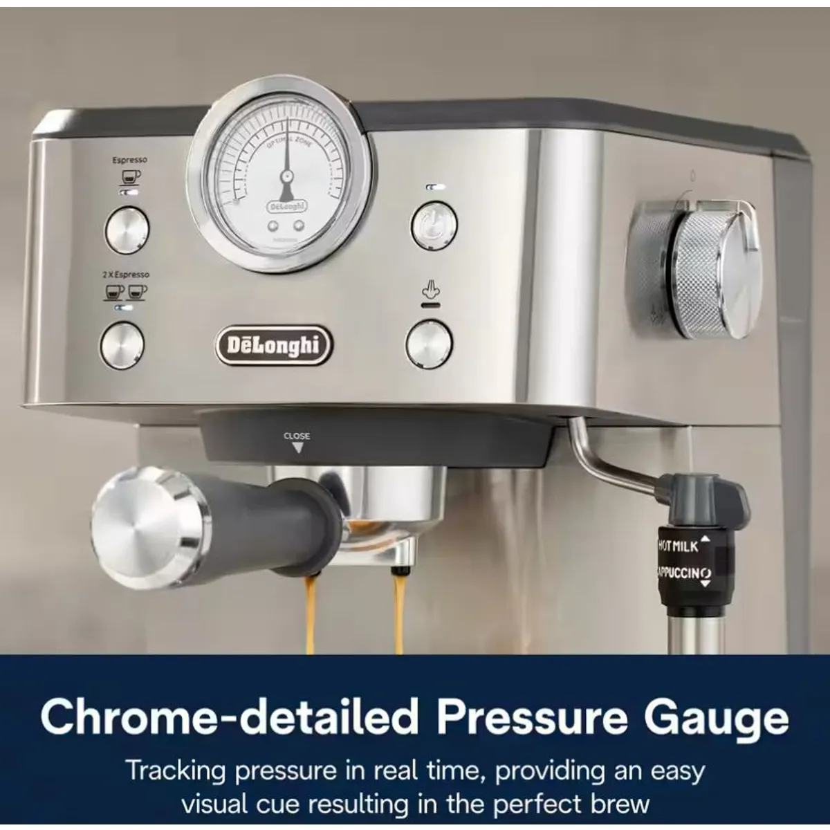 Delonghi EM450.M Linea Classic manuális eszpresszó kávéfőző 1,7 l tartály 1325 W 15 bar thermoblock állítható cappuccino rendszer állítható gőzölő #6