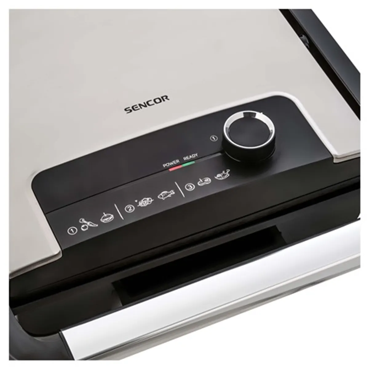 Sencor SBG 3710SS kontakt grillsütő bordázott grillfelület tapadásmentes sütőlap, 2000 W, 90 fokos nyitás, hőszigetelt fogantyú #6