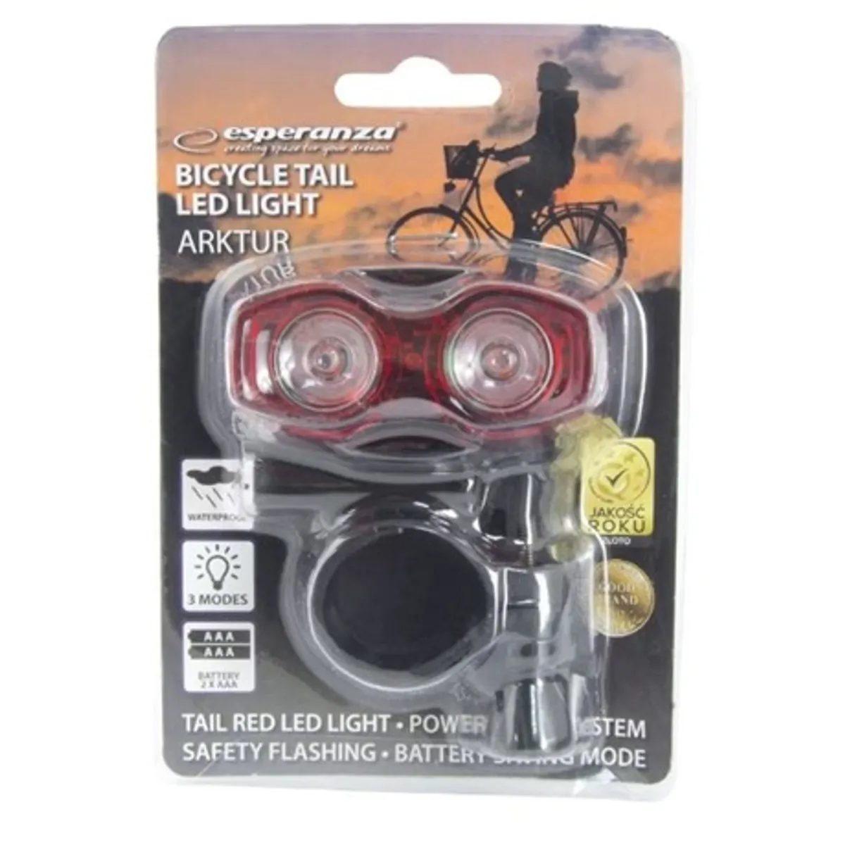 Esperanza EOT013 led hátsó kerékpárlámpa 2 led 3 világítási mód aaa elemek #2