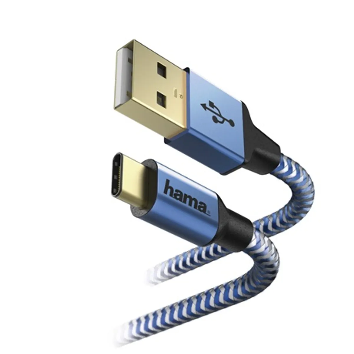 Hama 00201558 Reflective USB-C és USB-A töltő- és adatkábel 1,5 m USB 2.0 aranyozott dugasz nylon burkolat kék #3