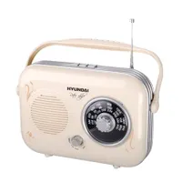 Hyundai PR100B Táskarádió retró bézs AM FM tuner AUX bemenet 1W