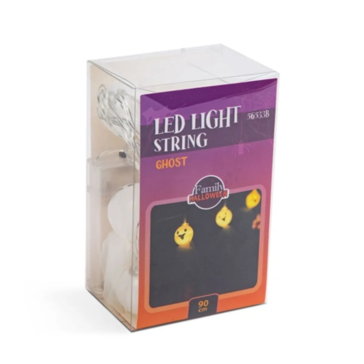 Family Halloween 56533B szellem-alakú led-fényfüzér 10 led melegfehér 1,35 m 2x aa #3