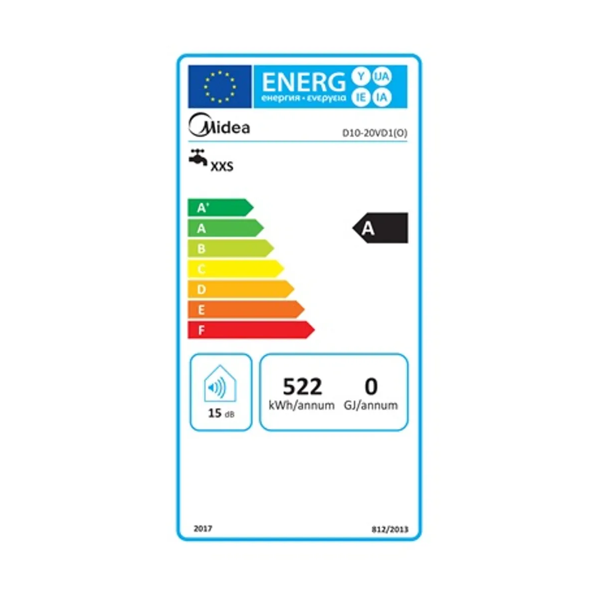 Midea D10-20VD1(O) vízmelegítő 2000 W 10 liter IPX4 falra szerelhető tekerőgombos mechanikus 30-75 C #4