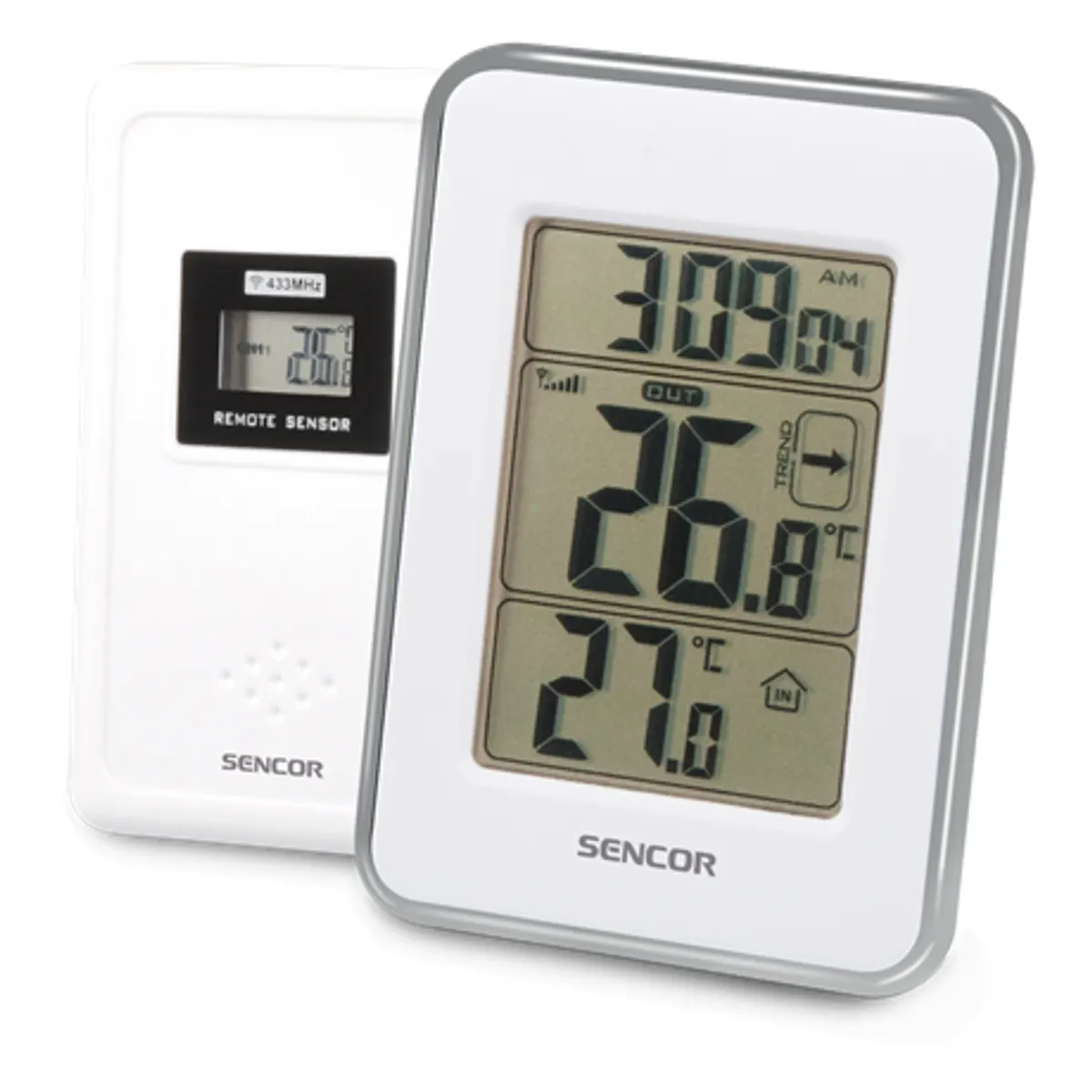 Sencor SWS 25 WS Időjárás állomás belső-külső hőmérséklet -9°C-+50°C, -30°C-+55°C, ±1,5°C; 12-24 órás időzítés; 433 MHz; hatótávolság 30 m; 2x AAA #1