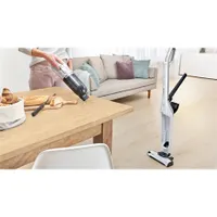 Bosch BBH3ALL28 Flexxo Gen2 2in1 vezeték nélküli porszívó 28Vmax li-ion 55 perc motoros szívófej led-fénnyel beépített tartozéktároló metálfehér #2