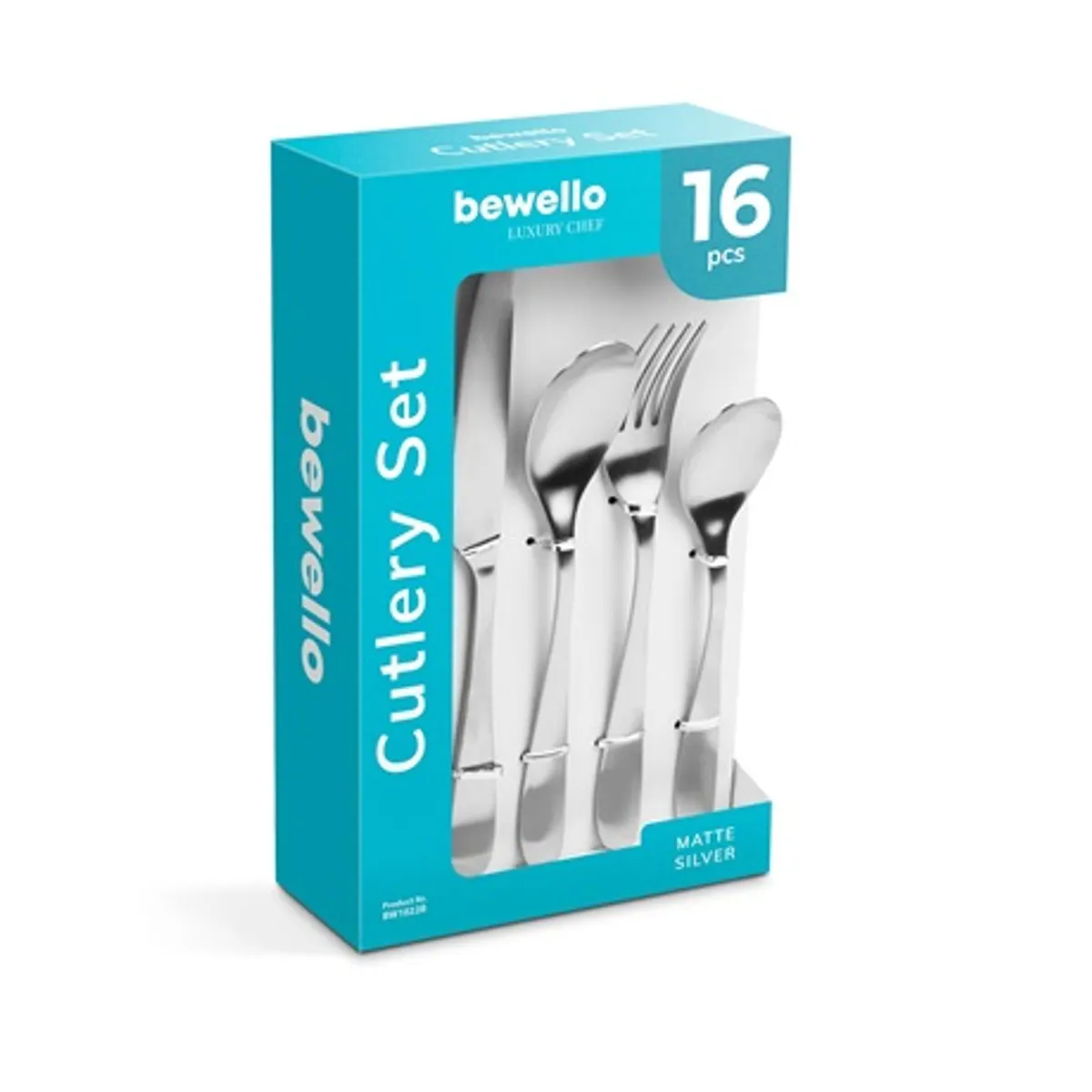 Bewello BW1022B evőeszköz készlet 16 részes matt ezüst rozsdamentes acél #2