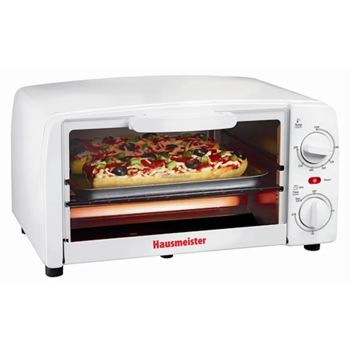 Hausmeister HM6104A minisütő grill 9L 750W zománc mechanikus hőfokszabályzó időzítő automatikus kikapcsolás morzsa tálca sütőrács #1
