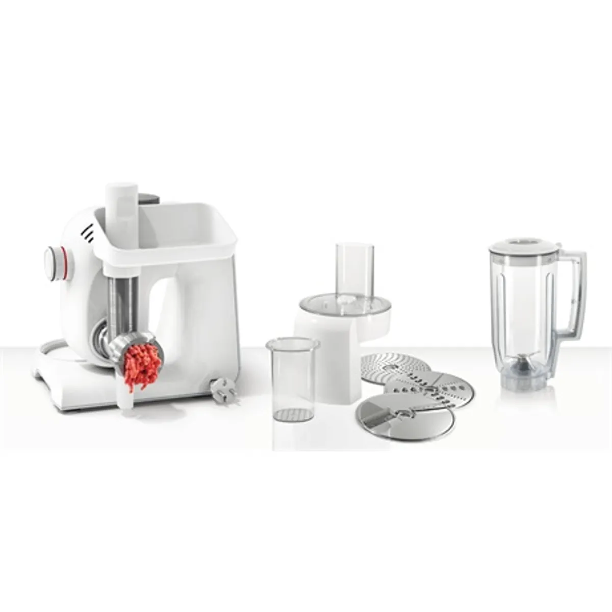 Bosch MUM58231 konyhai robotgép fehér-ezüst 1000W 3D bolygómozgás 3,9 l nemesacél tál szeletelő reszelő húsdaráló turmixkehely tartozéktároló táska #3