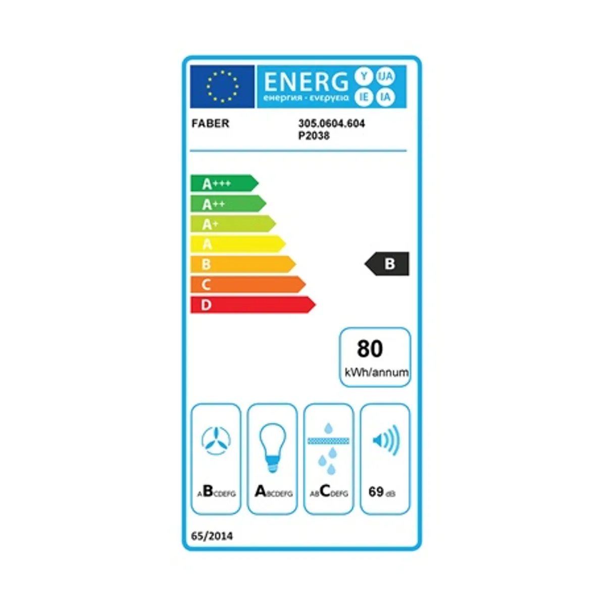 Faber INKA LUX SMART EV8 LED X A70 Páraelszívó beépíthető, 700 mm, B energia, 2x LED, zaj 49-68 dB, kapacitás 300-690 m3h, 150-120 mm #4