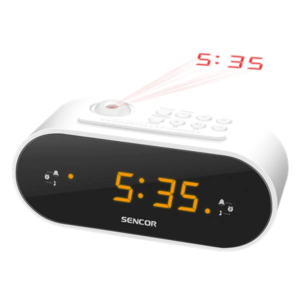 Sencor SRC 3100 W Ébresztőórás rádió PLL FM 87,5-108 MHz LED borostyán kijelző kettős ébresztés alvás CR-2032 nem tartozék 5 W #1
