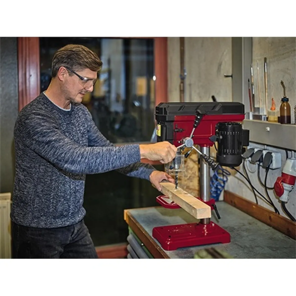 Einhell TC-BD 500 állványos fúrógép 500 W max 9 fokozat 300-2410 min-1 B16 1,5-13 mm mélységütköző 50 mm golyóscsapágyas fúróorsó 45 fokos dönthető asztal #6