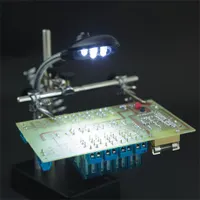 Handy 10103 paneltartó nagyítóval és forrasztópáka tartóval lencse méret 90 mm és 34 mm nagyítás 2.5x 7.5x 10x led világítás 5 led táp usb vagy elemes #2