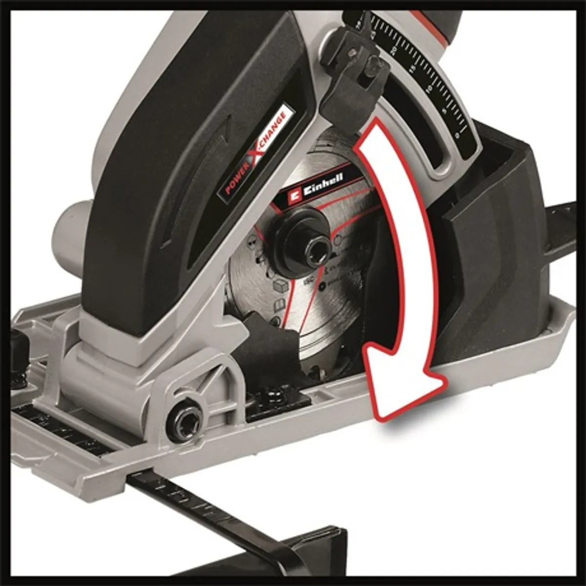 Einhell TE-CS 18/89 LI - SOLO Akkus mini körfűrész 89 mm fűrészlap, 28 mm vágásmélység, tengelyzár, porszívó adapter, Power X-Change #2
