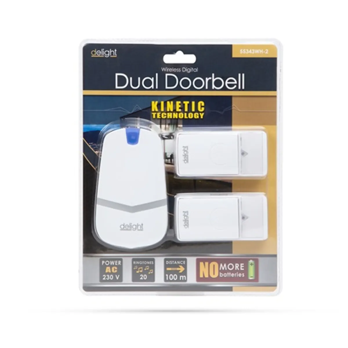 Delight 55343WH-2 vezeték nélküli csengő két kültéri egység IP44 100 m 433 MHz 20 dallam #2