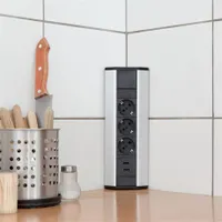 Delight 20483 sarok elosztó 3 aljzat 2 USB 5V 2,1A alumínium 1,5 m #4