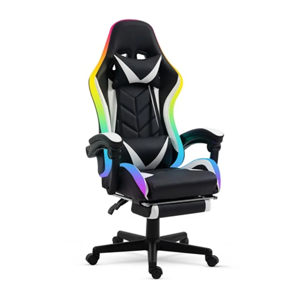 Bemada BMD1115BK Gamer szék RGB LED távirányítós állítható magasság 120 kg terhelés fekete-fehér #1