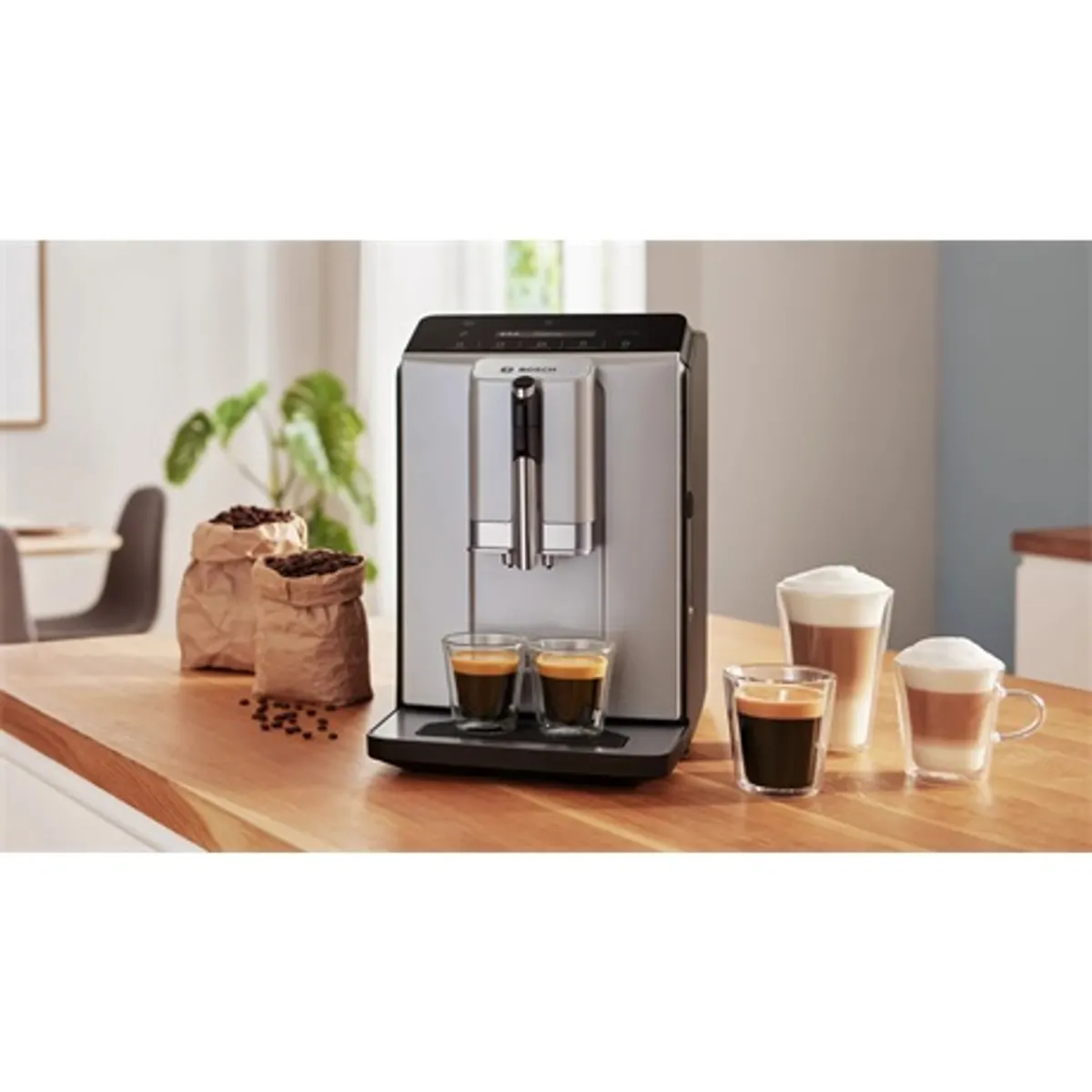 Bosch TIE20301 VeroCafe kerámia őrlő OneTouch 5 program tejhabosító LCD kijelző állítható kávéfolyó 15 bar víztartály 1,4 l #6