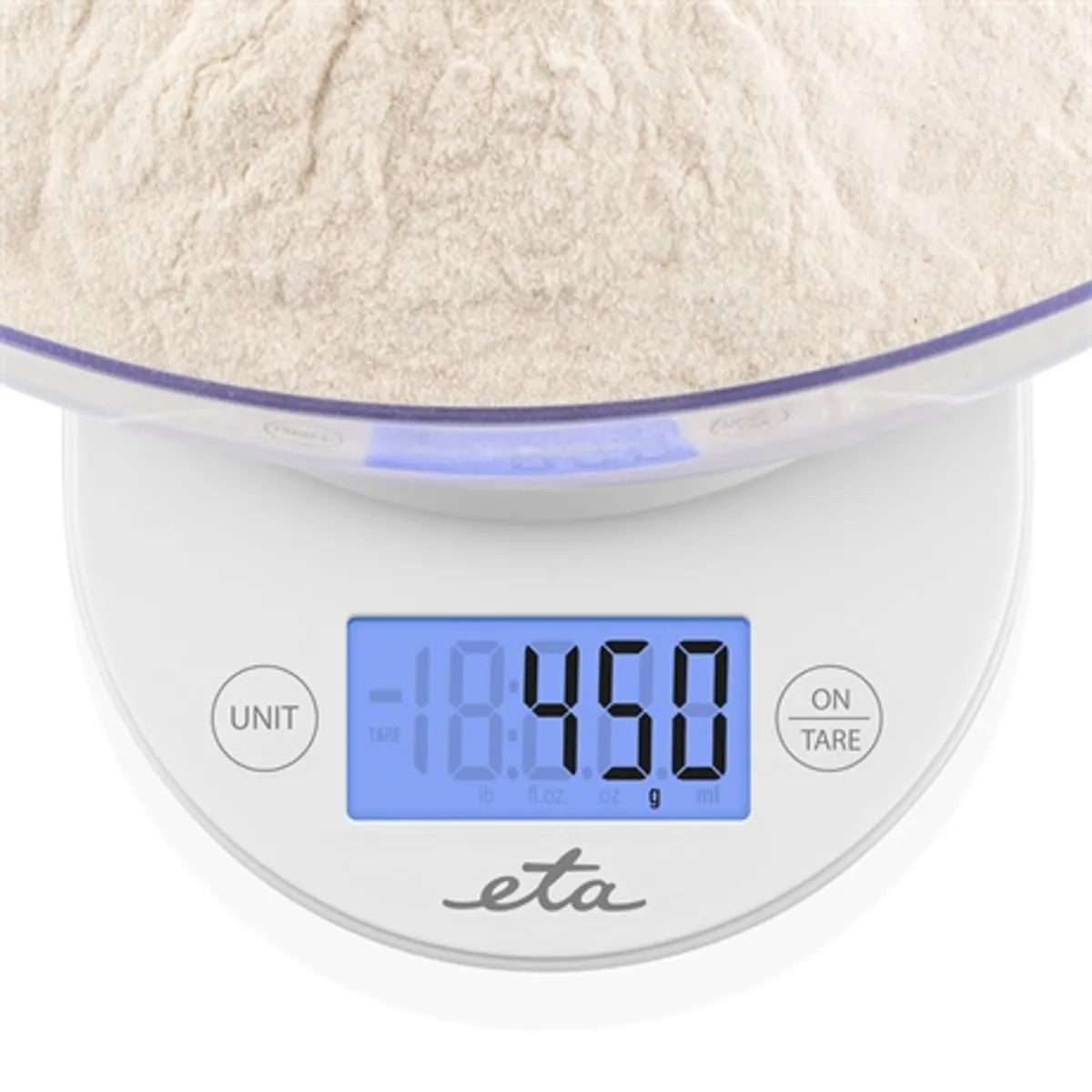 Eta 577090000 konyhai mérleg 5 kg teherbírás 1 g felbontás, 2,6 l kivehető tál tara, lcd kijelző, automatikus kikapcsolás, csúszásmentes lábak, 3x aaa #2