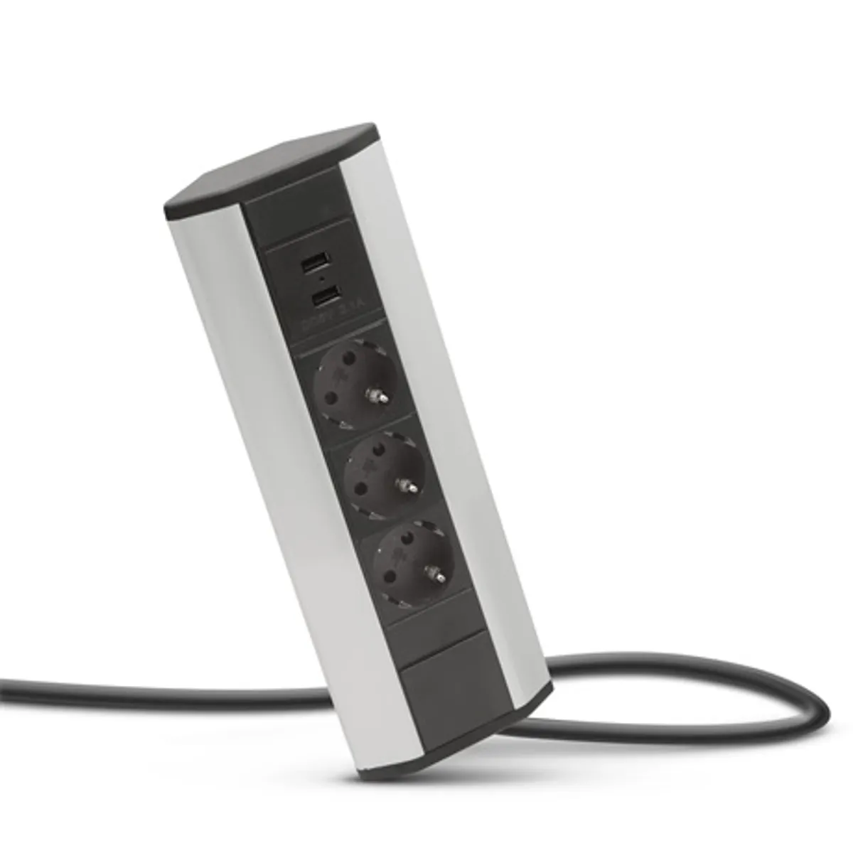 Delight 20483 sarok elosztó 3 aljzat 2 USB 5V 2,1A alumínium 1,5 m #2