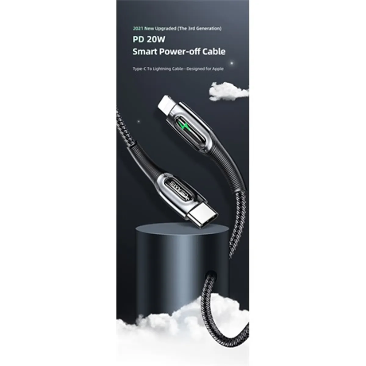Usams SJ518USB01 USB-C és Lightning okoskábel textil borítású 120cm PD 20W #5