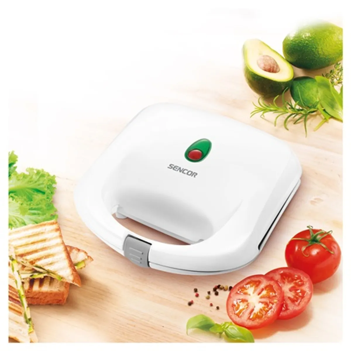Sencor SSM3120WH szendvicssütő fehér 700 W 2 szelet négyszögletű tapadásmentes felület automatikus hőmérséklet szabályozás függőleges tárolás #4