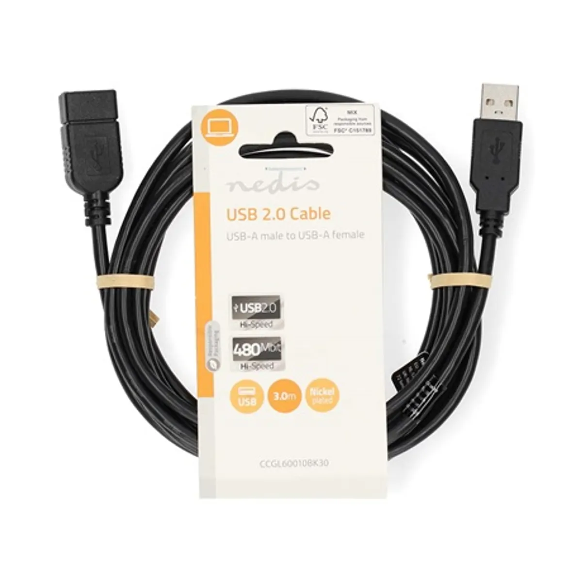 Nedis CCGL60010BK30 USB hosszabbító kábel USB-A dugó USB-A hüvely 3 m USB 2.0 fekete #3