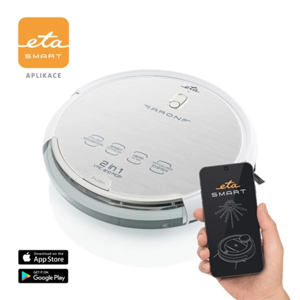 Eta 351290000 robotporszívó és felmosó, SMART navigáció, 12 mozgásérzékelő, HEPA, 300 ml portartály, 14,4 V Li-Ion, 120 perc #1