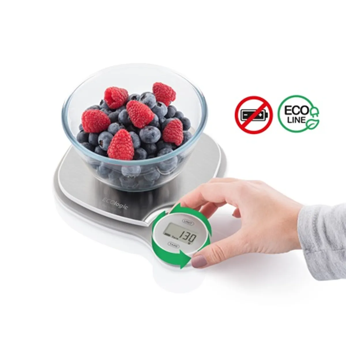Eta 477090000 mérleg dinamó rozsdamentes felület 5 kg 1 g tara g oz ml víz tej #3
