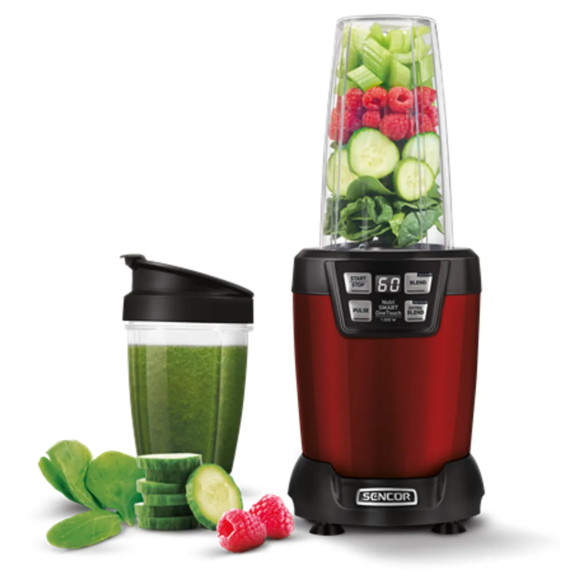 Sencor SNB6601RD nutridrink turmixgép pulse blend extra blend 1200 W 0,8 L 1,0 L Tritan BPA mentes titán bevonatú rozsdamentes acél kés #1