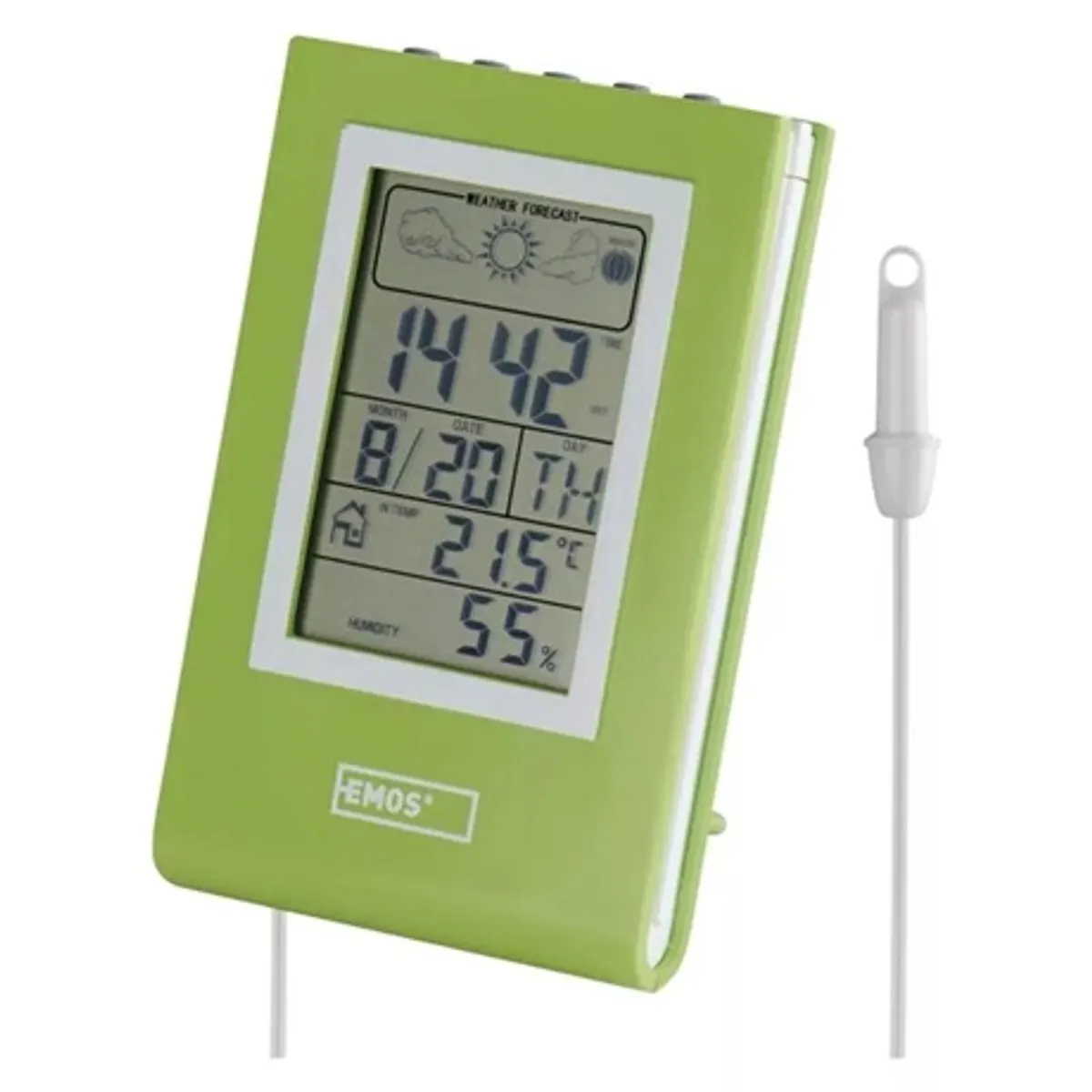Emos E0117N időjárás állomás külső hőmérséklet -50 C és 70 C belső hőmérséklet -10 C és 50 C 12-24 időformátum ébresztőóra naptár holdfázisok #5