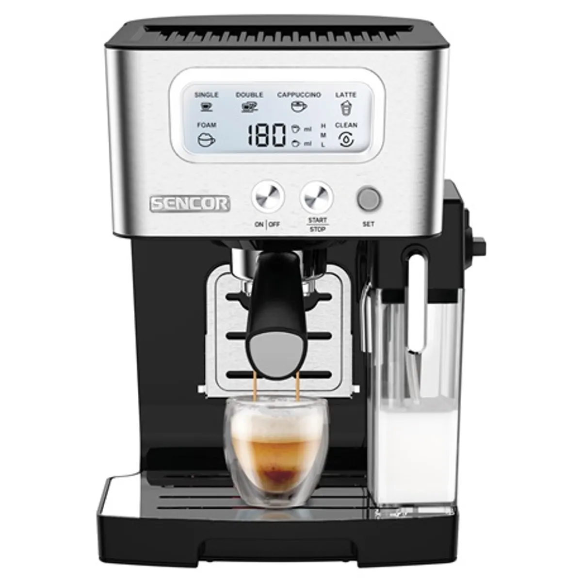 Sencor SES 4090SS eszpresszó automata 15 bar nyomás LCD kijelző 1,4 L tartály gőz és forró víz csészemelegítő #2