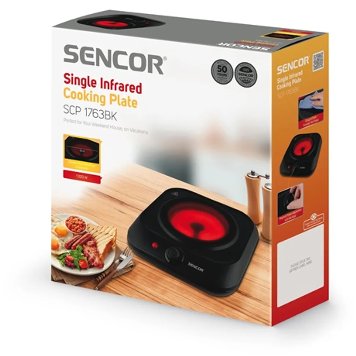 Sencor SCP 1763BK Főzőlap kerámia egy zónás infravörös 19 cm 1200 W #2