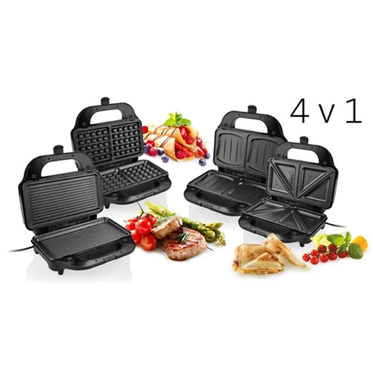 Eta 315190010 Sorento 4 az 1-ben szendvicssütő 4 csere lap tapadásmentes 900 W automatikus hőmérséklet szabályozás fényjelzők hőbiztosíték #8