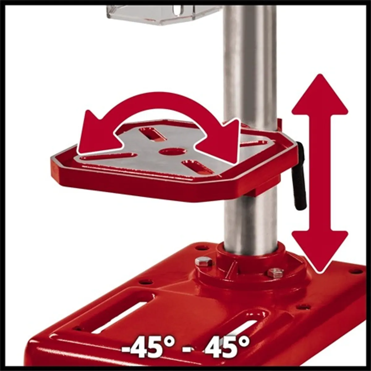 Einhell TC-BD 500 állványos fúrógép 500 W max 9 fokozat 300-2410 min-1 B16 1,5-13 mm mélységütköző 50 mm golyóscsapágyas fúróorsó 45 fokos dönthető asztal #3