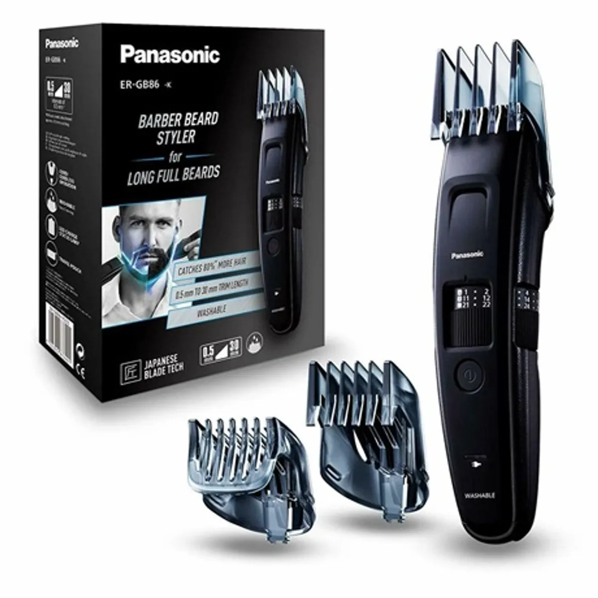 Panasonic ER-GB86-K503 szakállvágó 0,5-30 mm 3 adapterrel leöblíthető 50 perc működés 60 perc töltés #2