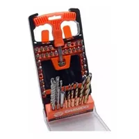 Daewoo DWKIT50 fúrószár- és bitkészlet 50 db, hordozóban, fém, fal és fa fúrószárak, 31 db csavarozófej, 17 db fúrószár #2