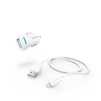 Hama 00201610 autós töltő Lightning USB-kábel 1 m 5V 2,4A fehér #1