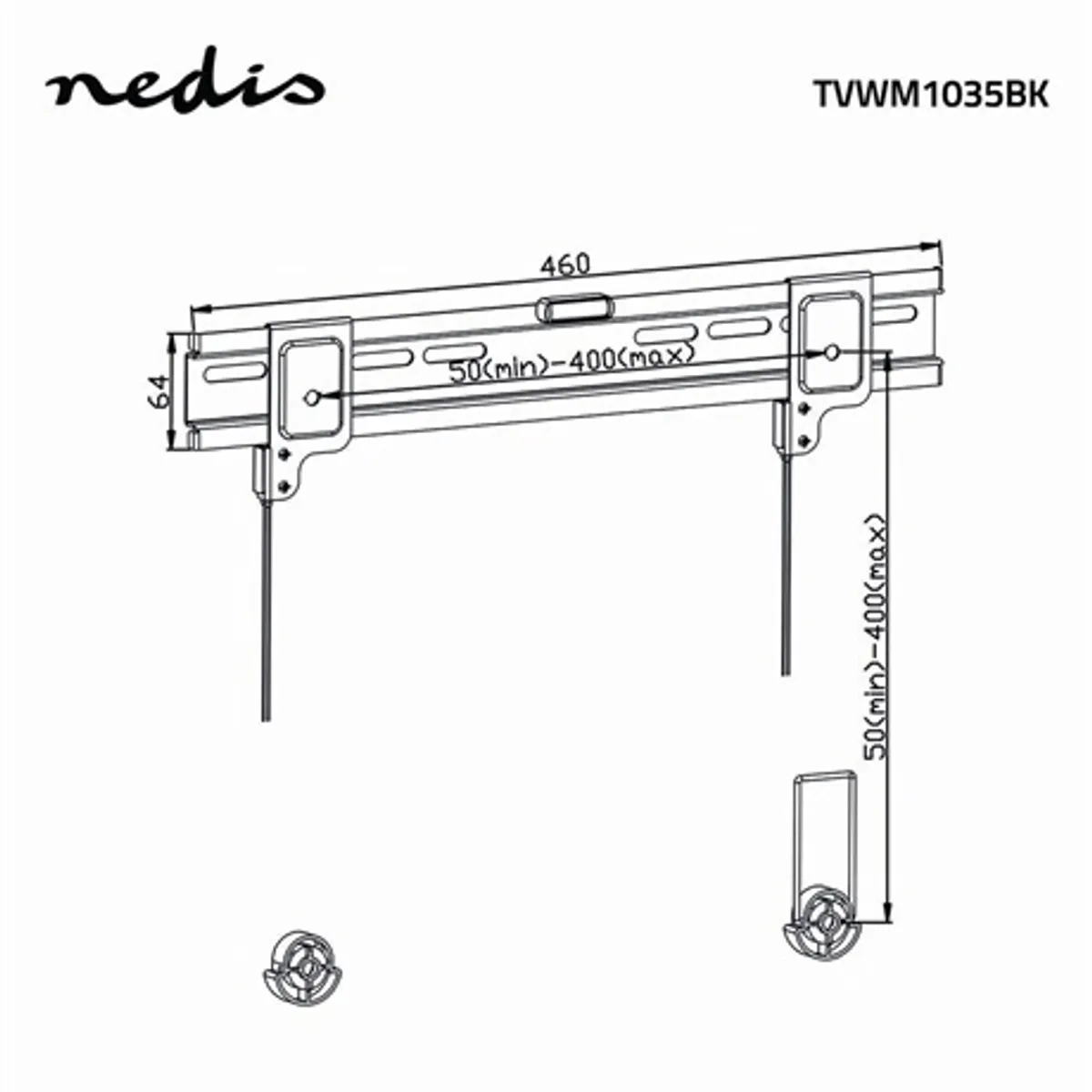 Nedis TVWM1035BK rögzített fali TV-tartókonzol 26-42" VESA 200x100-400x400 #3
