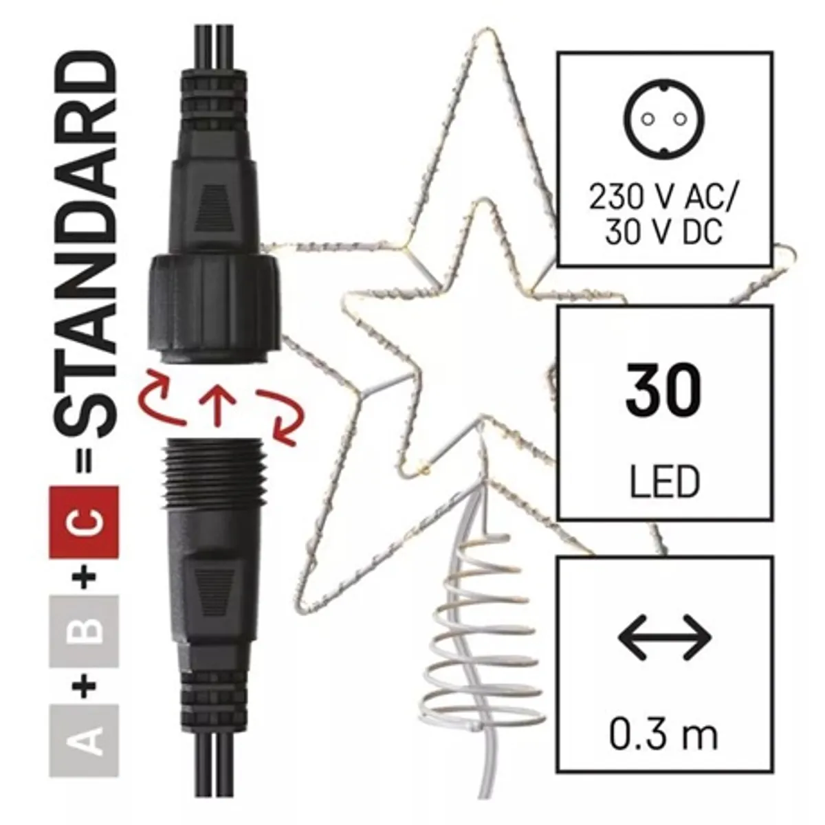 Emos D1ZW01 connect csillag 30 LED meleg fehér 28,5 x 25,5 cm kültéri és beltéri IP44 30 V DC max 4 W fém 2 év #7