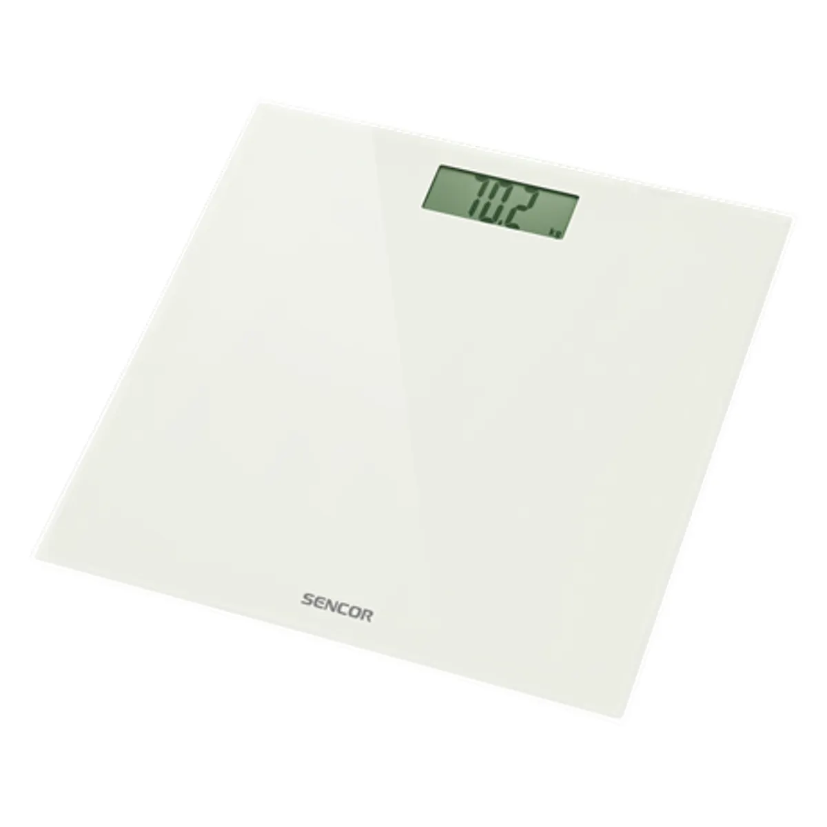 Sencor SBS2301WH digitális személymérleg fehér, edzett üveglap, 4 szenzor, kg/lb váltás, automatikus bekapcsolás, automatikus kikapcsolás, nagy LCD #1