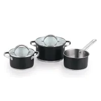 Bergner BGEU-5508 edénykészlet 5 részes 16 cm 1,3 l 20 cm 2,8 l 24 cm 4,5 l 3 rétegű rozsdamentes indukciós aljzat üvegfedő #1
