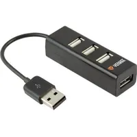 Yenkee YHB 4001 BK USB hub 4-port USB 2.0 plug-and-play fekete